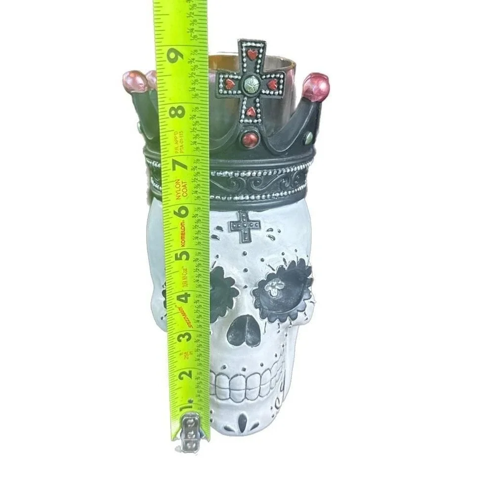 Orchard Supply Day of the Dead Skull Candle Holder with Jeweled Crown